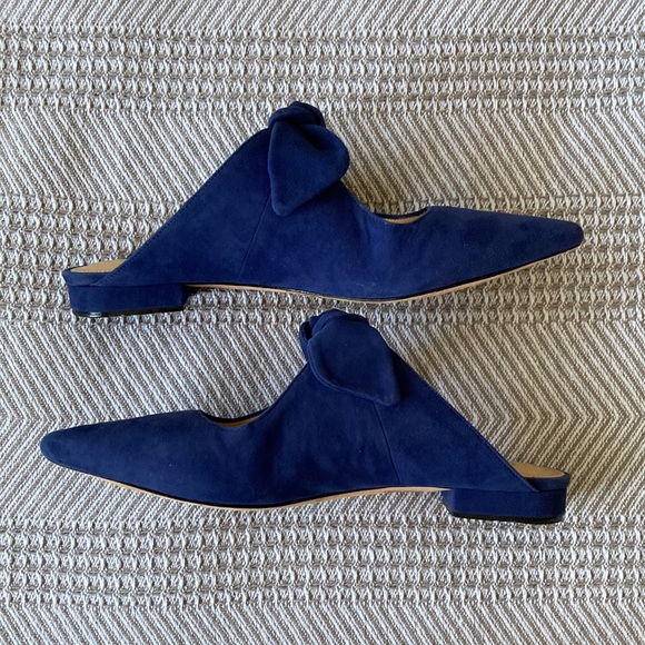 Alexandre Birman Evelyn Flat Blue Suede Bow Mules Sz 5 - Picture 6 of 10